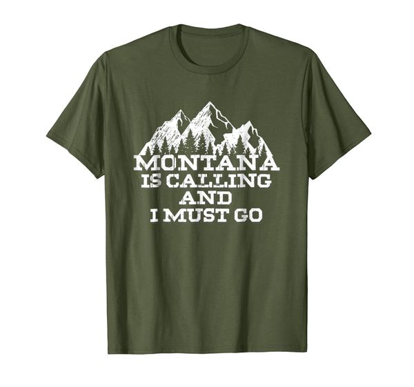 

montana is calling and i must go mountains t-shirt, White;black