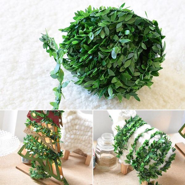 

7.5m wedding car decoration diy vine wreath garland green leaf iron wire artificial flower rattan tue88 decorative flowers & wreaths