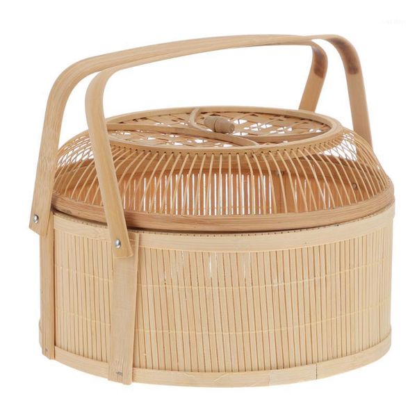 

storage baskets 1pc weaving basket traditional style bamboo fruit moon cake1