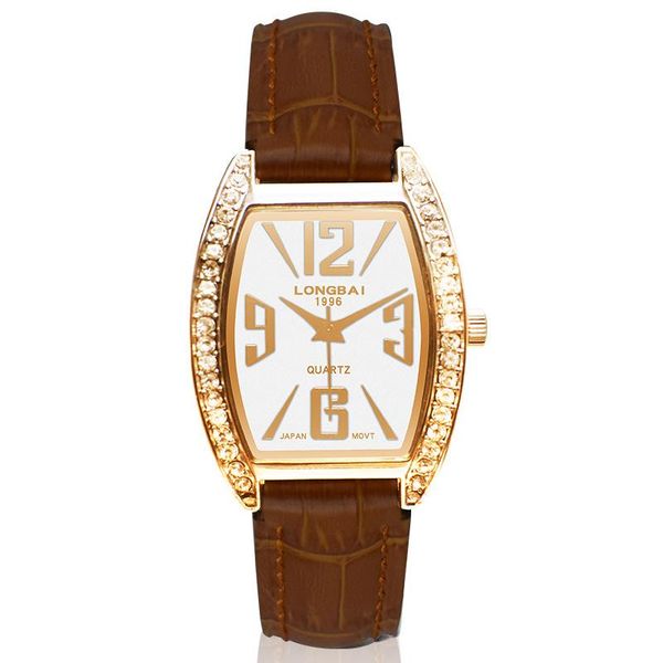 wristwatches quartz watch fashion womens waterproof ms. trend leisure simple diamond leather students gifts for women, Slivery;brown
