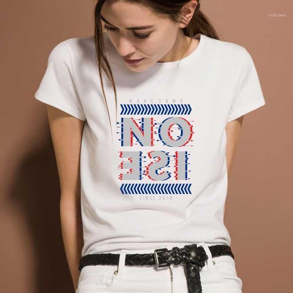 

women's t-shirt summer 100% cotton harajuku short sleeve fashion brand o-neck multicolor letters print kawaii tshirts s-3xl, White