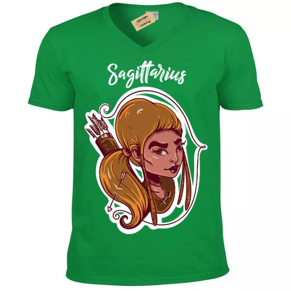 

sagitario camiseta estrella letrero horÃ³scopo hombre cuello en v, White;black