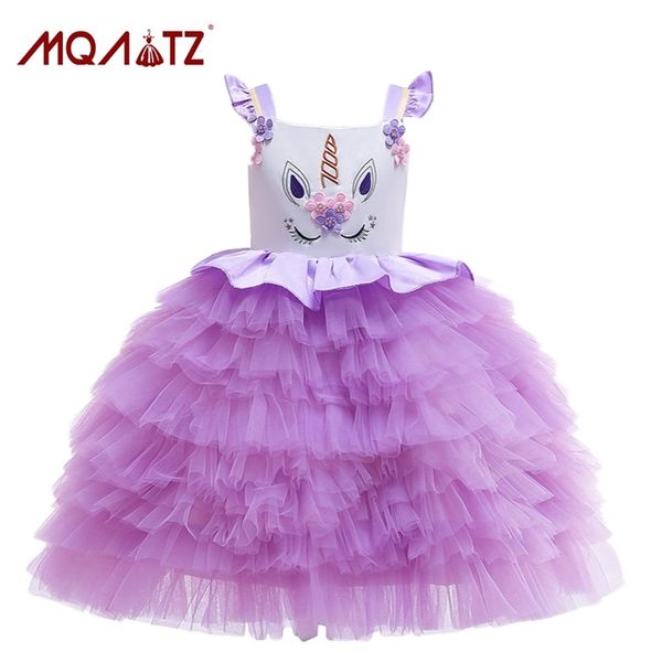 

girls unicorn mesh princess pompous girls dress, White;black