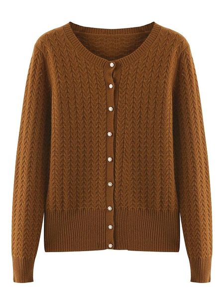 

women's knits & tees girls o-neck cardigans 2021 fashion 100% goat cashmere knitted sweater autumn winter long sleeve for woman, White