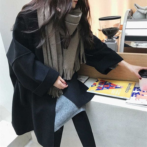 

women's jackets large female size 200kg fat mm wool coat autumn and long winter loose 6zrb, Black;brown