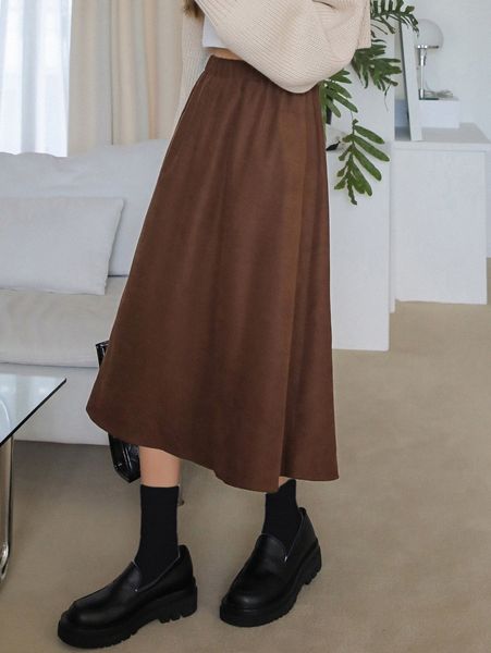 

dazy elastic waist corduroy skirt r1rp#, Black
