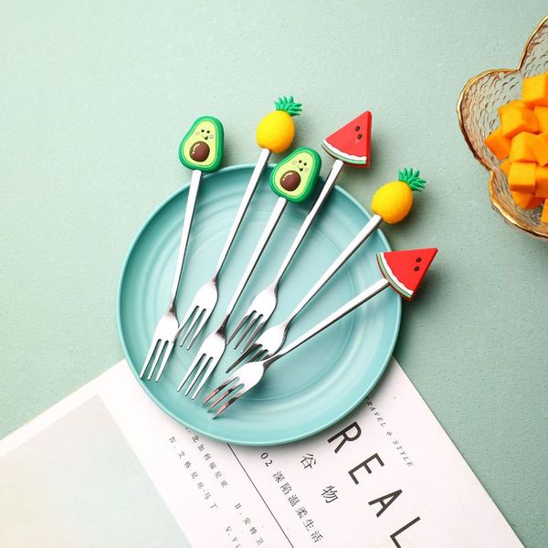 

forks 1pc stainless steel fruit household creative cute children's cake moon salad dessert fork