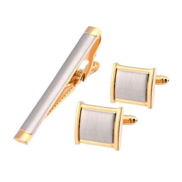 Cufflinks e gravata Gravata Grampo Conjunto de Gold Cuff Link Alta Qualidade Pinos Links Cuffs Camisas Casamento Homens Jóias Acessórios qiqiwu