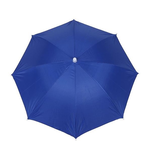 

umbrellas fishing elastic headband metal frame hands nylon umbrella hat blue