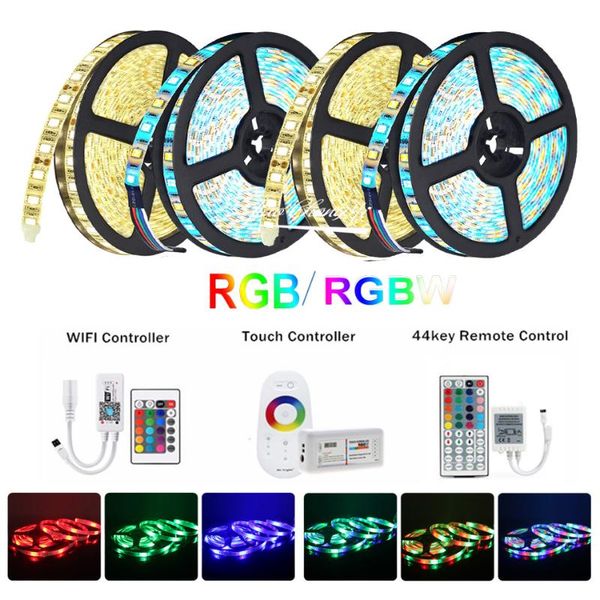 

strips 5-100m wifi ir 2.4g touch remote control+ led strip light rgb smd 2835 rgbw rgbww 60leds tape dc 12v+ power