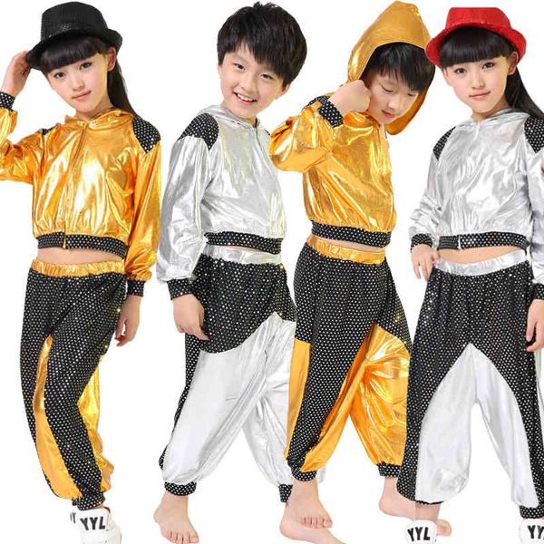 

stage wear ballroom boys dancing outfits hooded kid girls sequined performance modern jazz hip hop dance costume pants xqae, Black;red