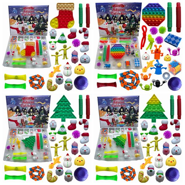 

christmas fidget toys advent calender 24 days countdown calendar simple dimple decompression toy push bubbles xmas gift rra4405