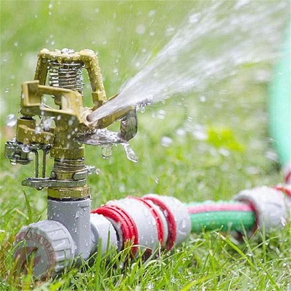 

metal garden sprinkler 360 degree water impulse spike lawn grass hose watering equipments