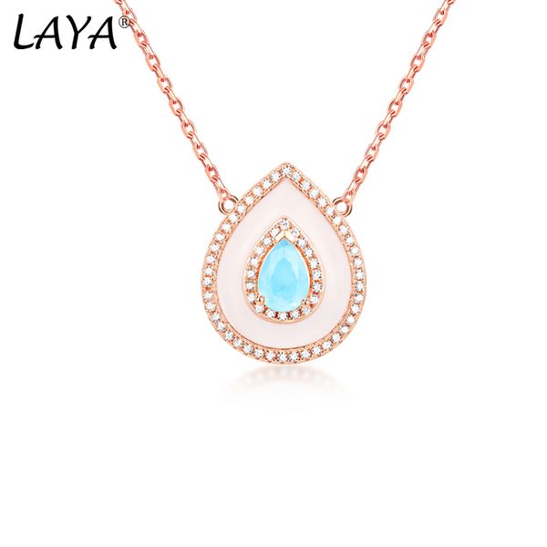 

laya silver pendant necklaces for women pure 925 sterling silver retro style zircon natural blue purple fashion stone fine jewelry handmade