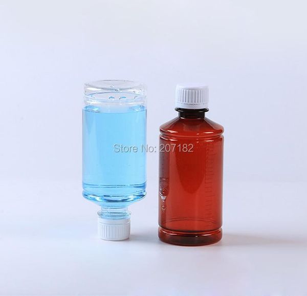 

250ml pet bottles with scale, packing bottle,plastic liquid bottle---brown and transparent colors safety cap storage & jars