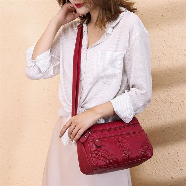 

multi-pocket messenger bag soft pu leather shoulder bags casual crossbody for women 2021 bolsa feminina outdoor