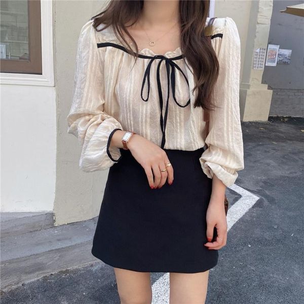 

women's blouses & shirts early autumn shirt 2021 french chic sweet bubble long sleeve design sense white rac