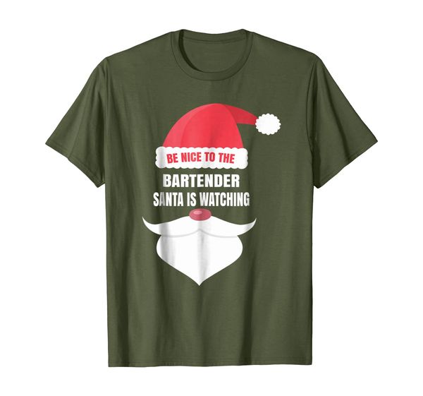 

Be Nice To The Bartender Santa Is Watching T-Shirt, Mainly pictures