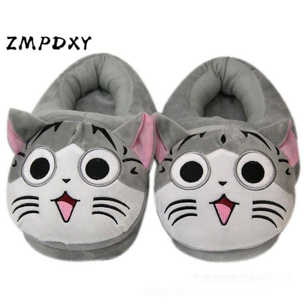 

female winter cartoon animal fuzzy slippers women/men indoor plush couple slides ladies warm shoes flip flop, Black