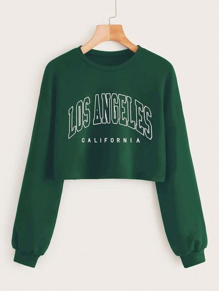 

letter graphic drop shoulder crop sweatshirt v6vu#, White;black