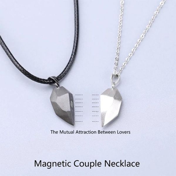 

pendant necklaces necklace love magnet couple jewelry gothic goth halloween chain around the neck initial charm collare para mujer, Silver