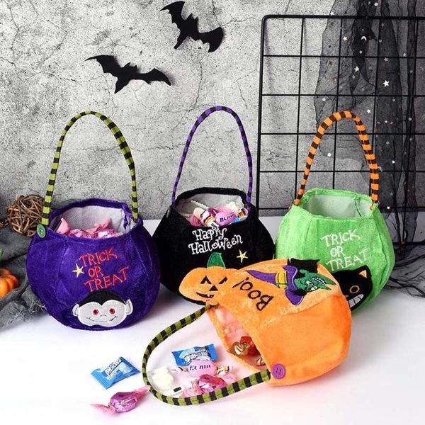 

gift wrap halloween loot party kids pumpkin trick or treat tote bags candy bag storage bucket portable basket