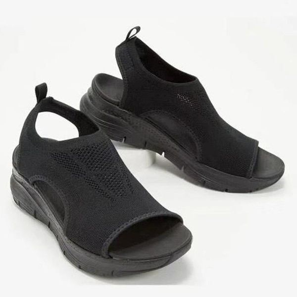 

sandals women summer fashion women's 2021 breathable mesh comfortable open toe shoes woman, Black