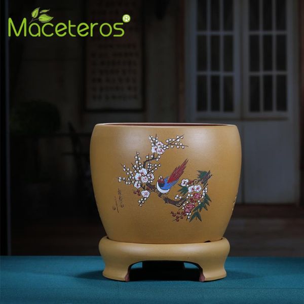 

modern boutique purple sand flower pot chinese style ceramic round household green plant shelf home decoration produc vases