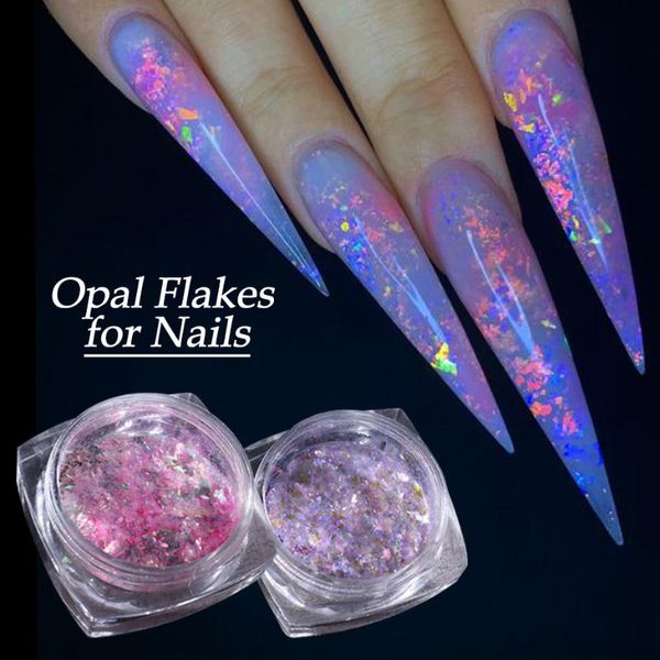 

nail glitter 1box opal fire powder sequins mix holographic sparkle flakes aurora pigment art accessories decor lyob01-12, Silver;gold