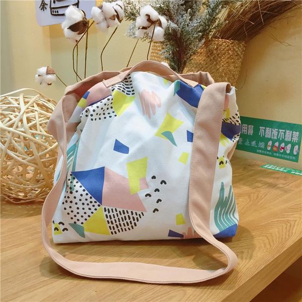 

small fresh print shoulder bag canvas female student shopping travel storage crossbody bags simplicity casual all-match handbag cross body
