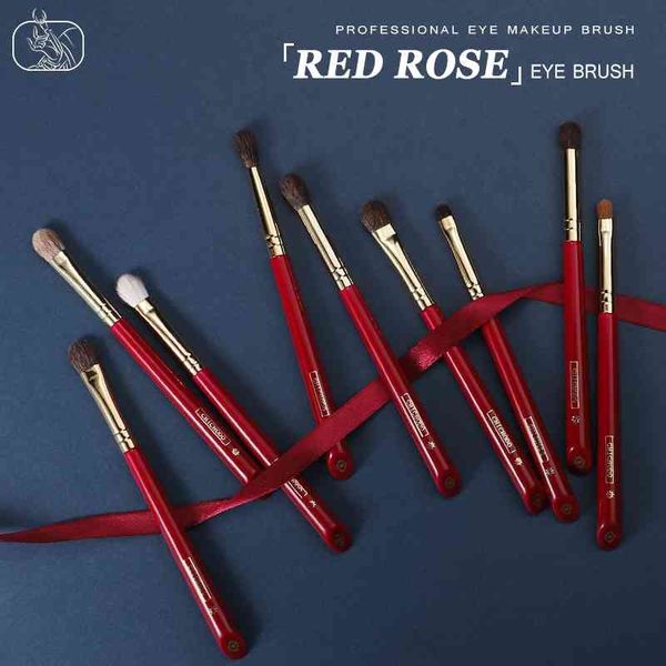 

chichodo makeup brush-luxurious red rose series-selected natural animal hair eye brushes set-professional eye make up brush 210331