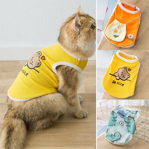 

pet spring and summer style vest with cool feet cartoon clothes thin breathable for small dogs cats cat costumes