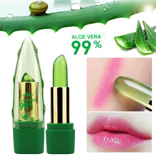 

batom 99% aloe vera natural temperature change color jelly lipstick long lasting moistourizing lip makeup1