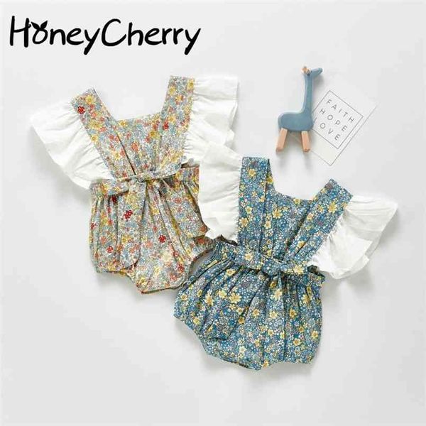 

summer baby girl bodysuits cotton cute girls clothes 210702, Blue