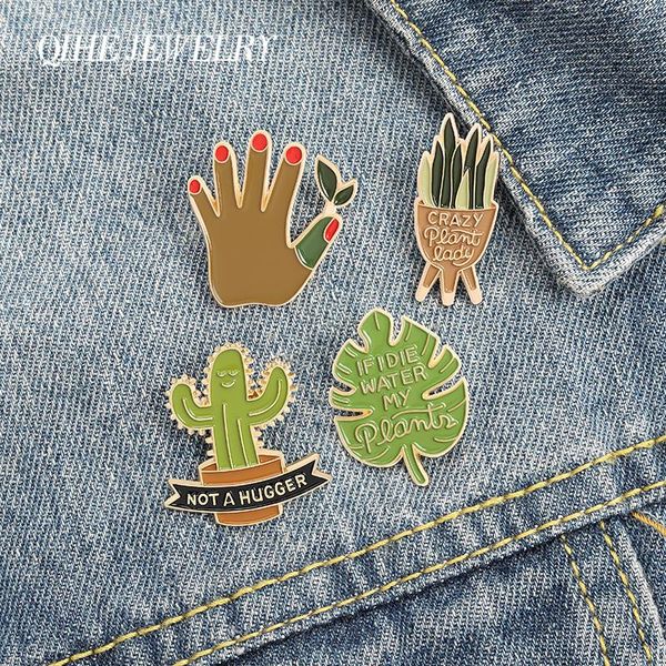 

pins, brooches qihe jewelry potted plants enamel pins monstera sansevieria cactus badges fashion pin gifts for friends wholesale, Gray