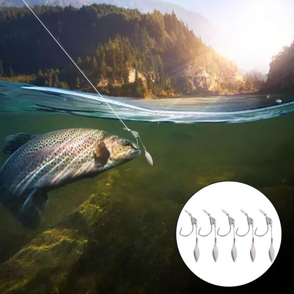 

fishing hooks 5 pcs underspin jig head swim bait hook with blades weighted
