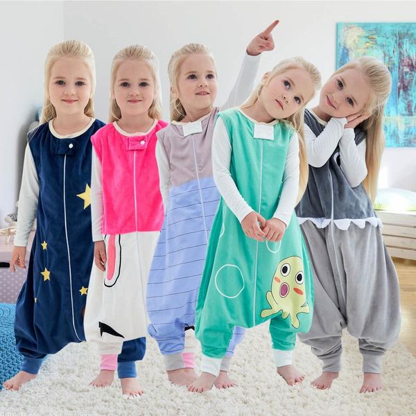 

pajamas baby sets toddler boys girls sleepwear animal cartoon soft jumpsuit wearable blanket sleep bag kids nightwear outfits, Blue;red