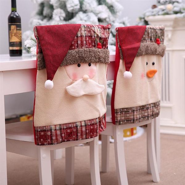 

chair covers christmas cover santa claus snowman back dinner table decoration holiday home party xmas ornament