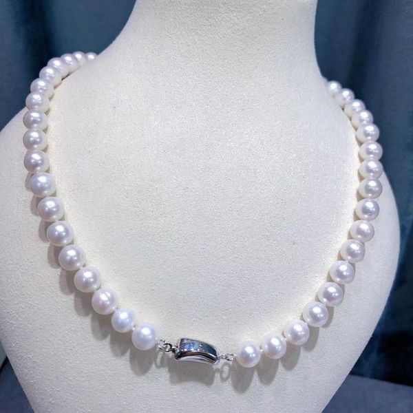 

chains white natural freshwaterpearl necklace dignified and elegant simple cool touch summer, Silver