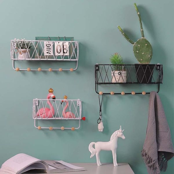 

other home decor 1pc nordic wall gold black creative wrought iron frame hook rack decoration multifunctional storage shop shelf