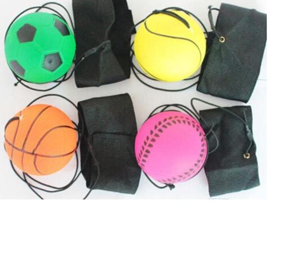

2021 fun toys bouncy fluorescent rubber ball wrist band ball board game funny elastic ball training antistress
