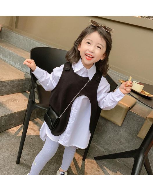 

clothing sets wholessale children autumn clothes suit vest+white shirts girls kids fall outfit baby girl tracksuit costume