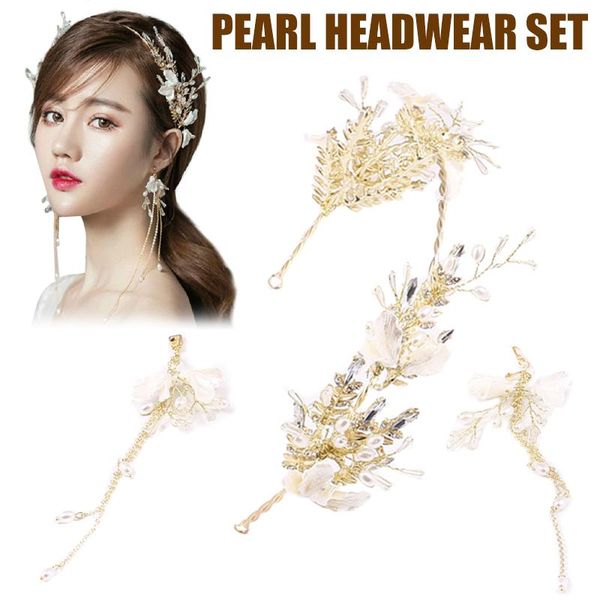 

hair clips & barrettes elegant bridal wedding accessories shell flower girl headband earrings set jewelry fs99, Golden;silver