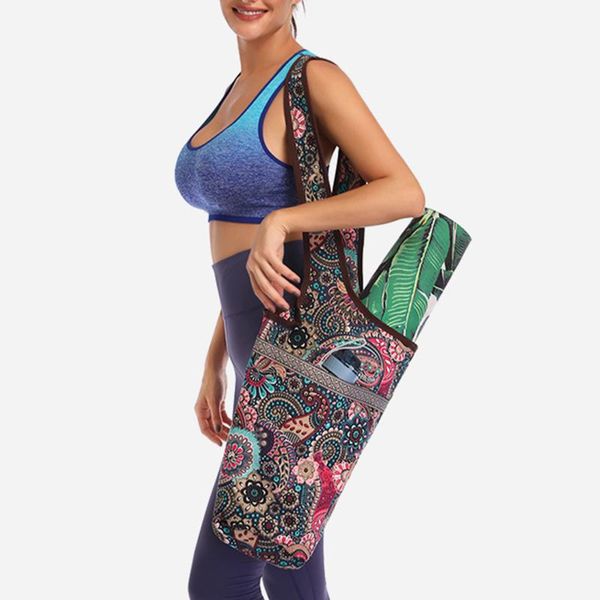 

fashion yoga mat bag canvas zipper pocket fit most size mats tote sling carrier fitness supplies