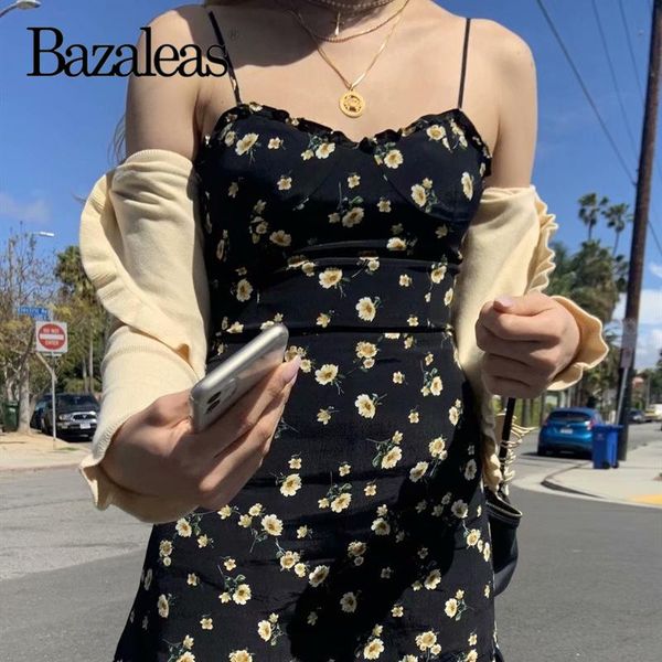 

streetwear summer dresses vestidos daisy print black women mini dress vintage spaghetti strap casual, Black;gray