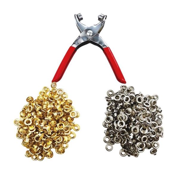 

charms 6 mm eyelet pliers kit leather belt tool set 400 gold and silver metal eyelets plier revolve sewing machine, Bronze;silver
