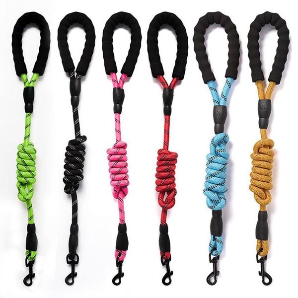

pet dogs nylon reflective round rope leash night walking leading training dog hands protecting. collars & leashes