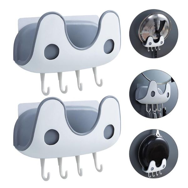 

hooks & rails 2pcs pot lid organizer punch-holder kitchen wall rack