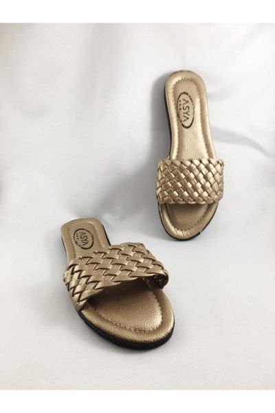 

flat sole casual braided lady 's slippers, Black