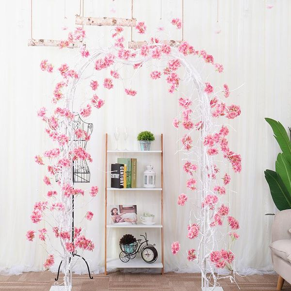 Flores decorativas grinaldas 300cm artificial wisteria videira seda hydrangea rattan árvore ramo diy casamento arco decoração parede parede backdro